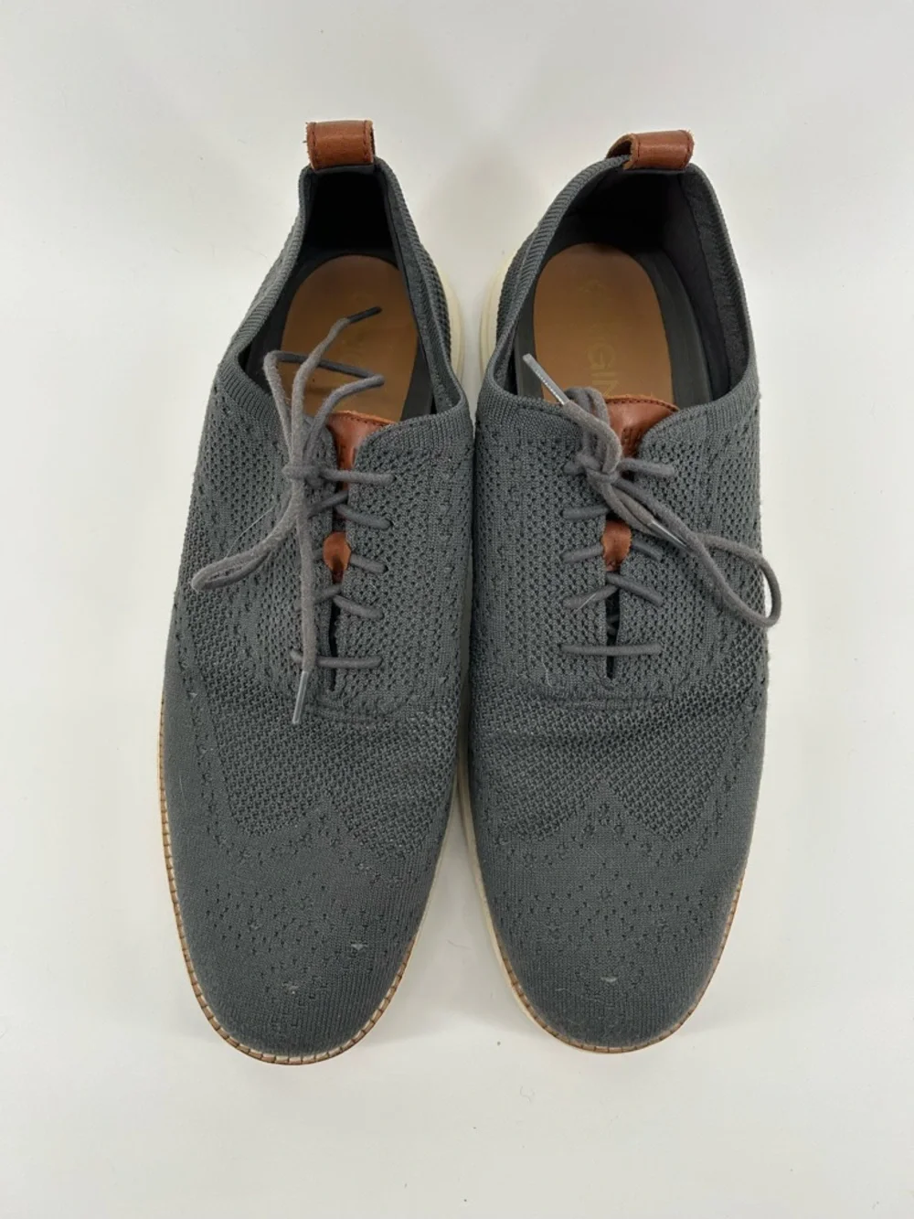 Cole Haan Men's Charcoal Knit Wingtip Oxfords